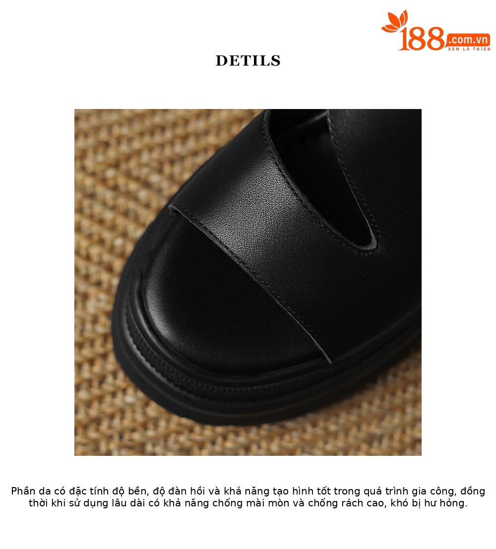 Sandal đế xuồng cao gót nữ phong cách La Mã, đế dày độn cao, gót siêu cao 9 cm — Màu đen, Màu trắng chi tiết 15