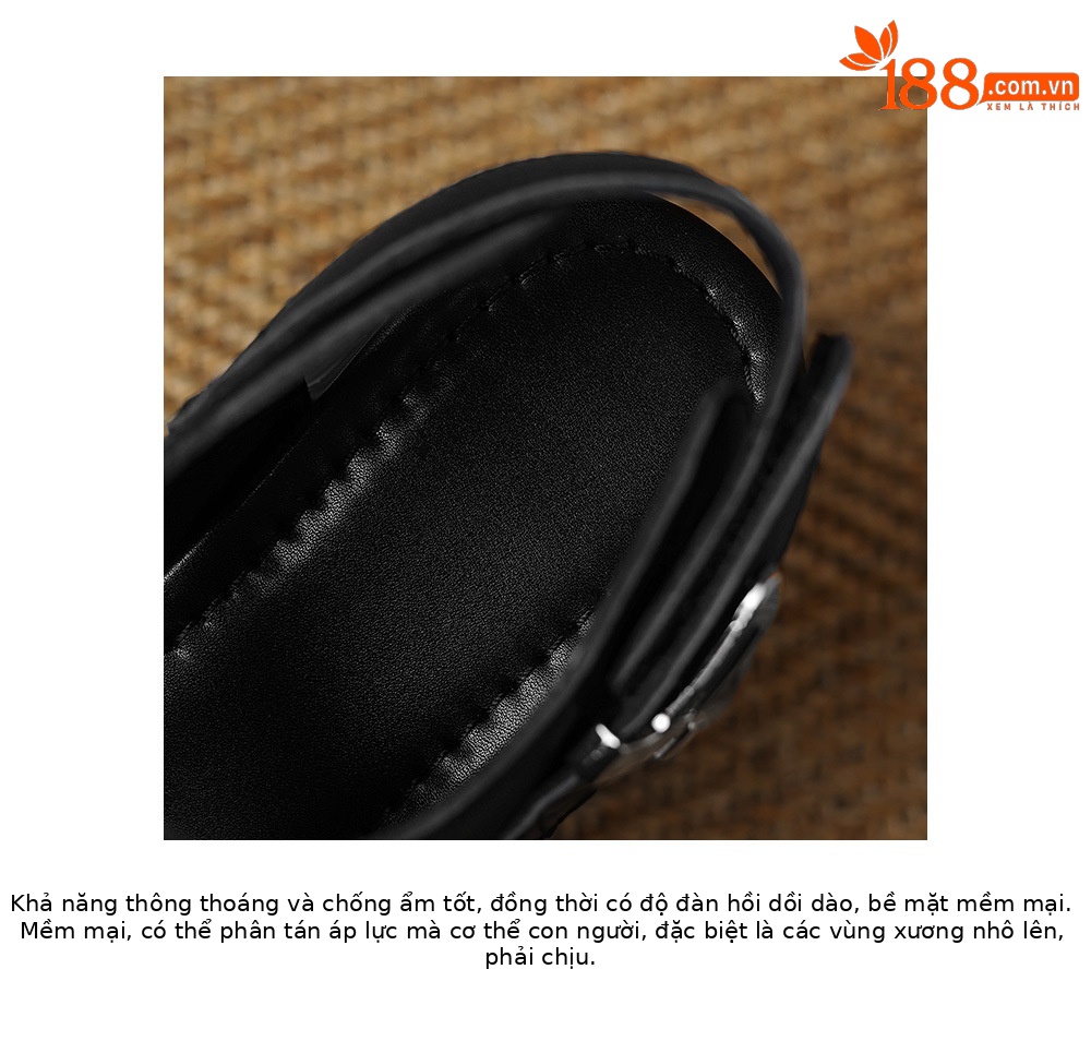 Sandal đế xuồng cao gót nữ phong cách La Mã, đế dày độn cao, gót siêu cao 9 cm — Màu đen, Màu trắng chi tiết 16