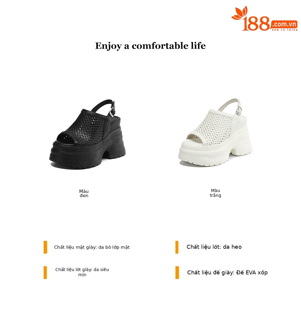 Sandal nữ tăng chiều cao 12cm đế xuồng đan kiểu La Mã hở mũi — Màu đen chi tiết 2