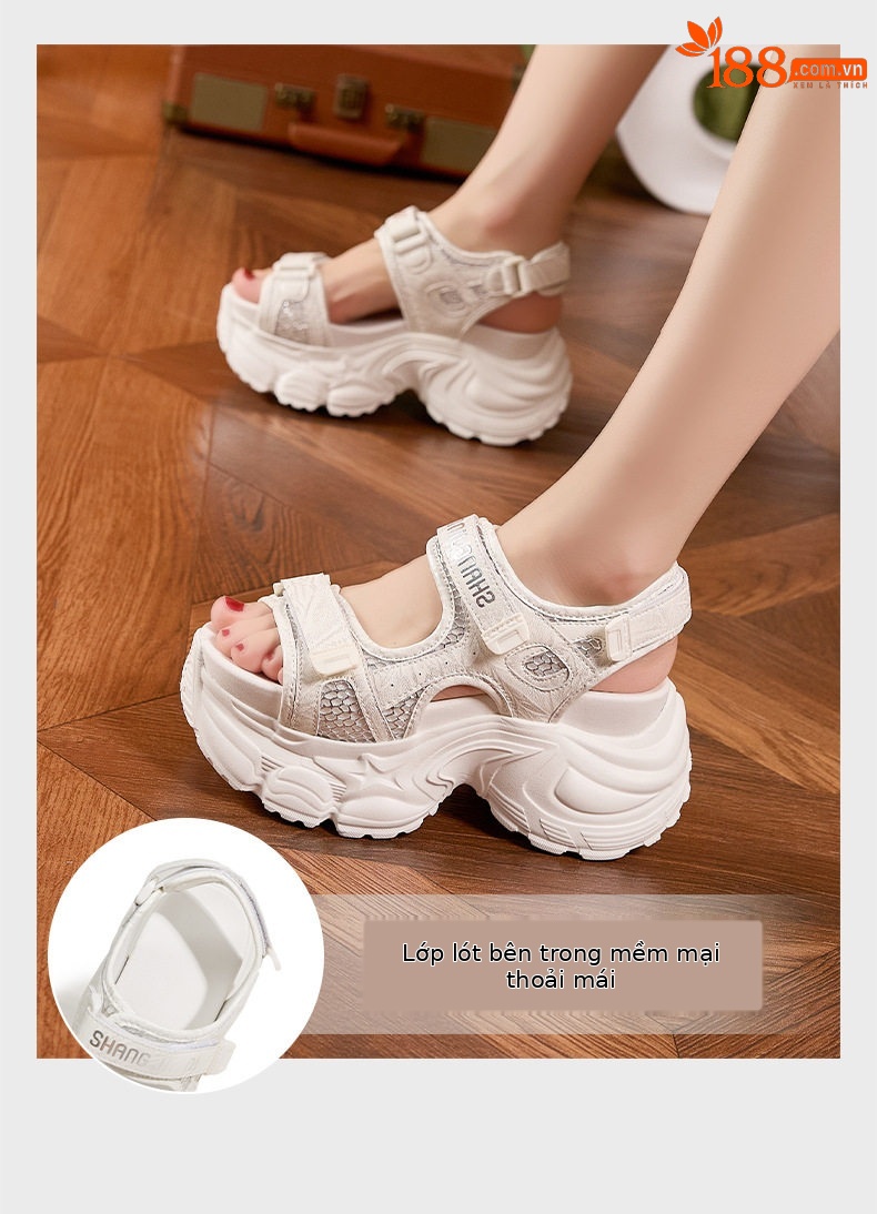 Dép sandal nữ xỏ ngón đế bệt thể thao đi biển mùa hè — Trắng, Xanh lá, Đen chi tiết 5