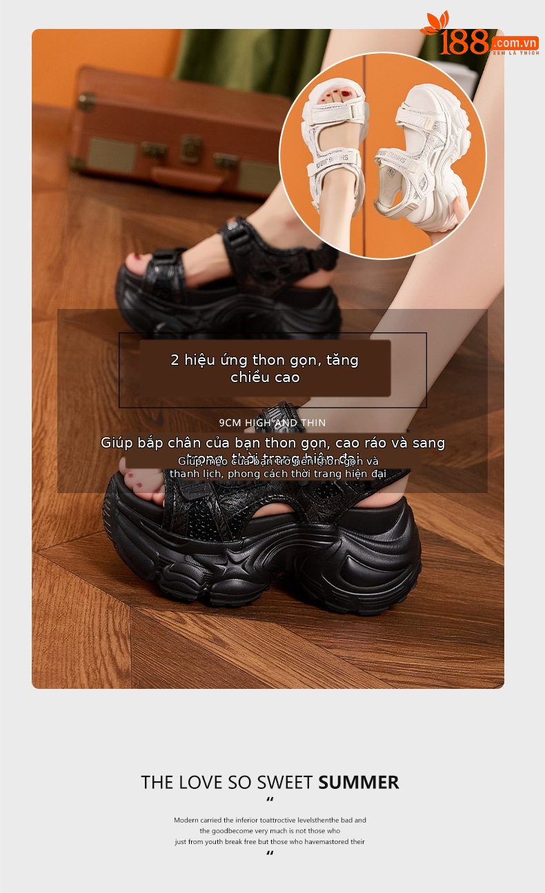 Dép sandal nữ xỏ ngón đế bệt thể thao đi biển mùa hè — Trắng, Xanh lá, Đen chi tiết 9