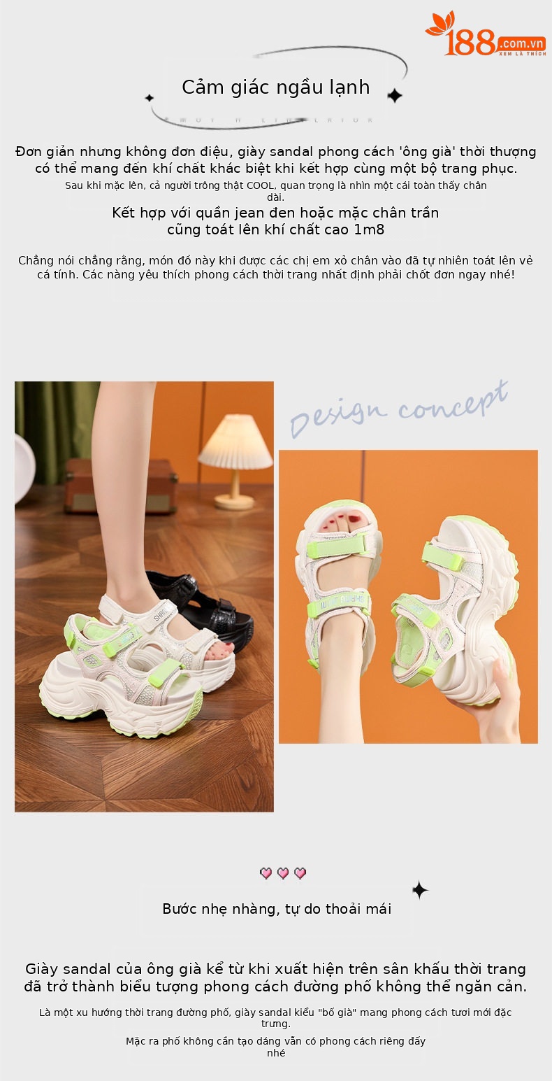 Dép sandal nữ xỏ ngón đế bệt thể thao đi biển mùa hè — Trắng, Xanh lá, Đen chi tiết 4