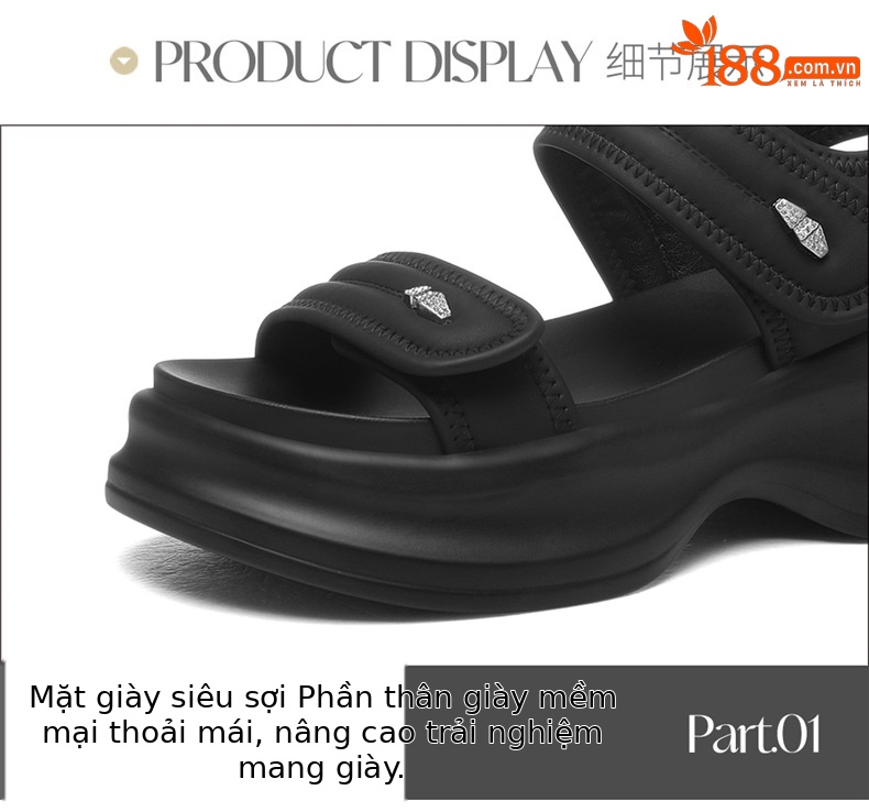 Dép sandal nữ xỏ ngón đế bệt platform mùa hè 2026, giày đi biển đế mềm tăng chiều cao — 7250 màu be, 7250 màu đen chi tiết 15