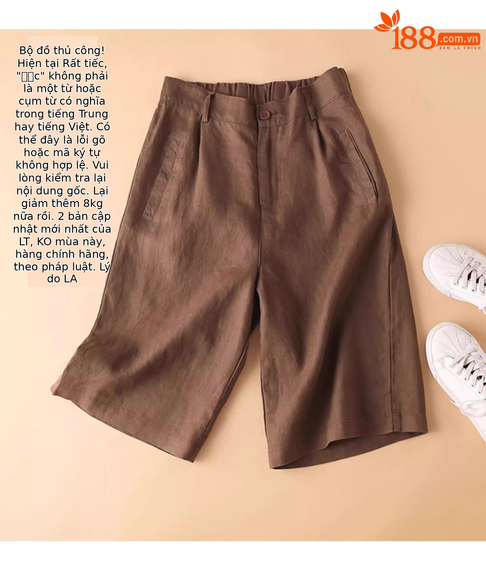 Quần short ống rộng 5 phần nữ chất liệu cotton linen màu cà phê kiểu dáng retro — Màu đen chi tiết 4