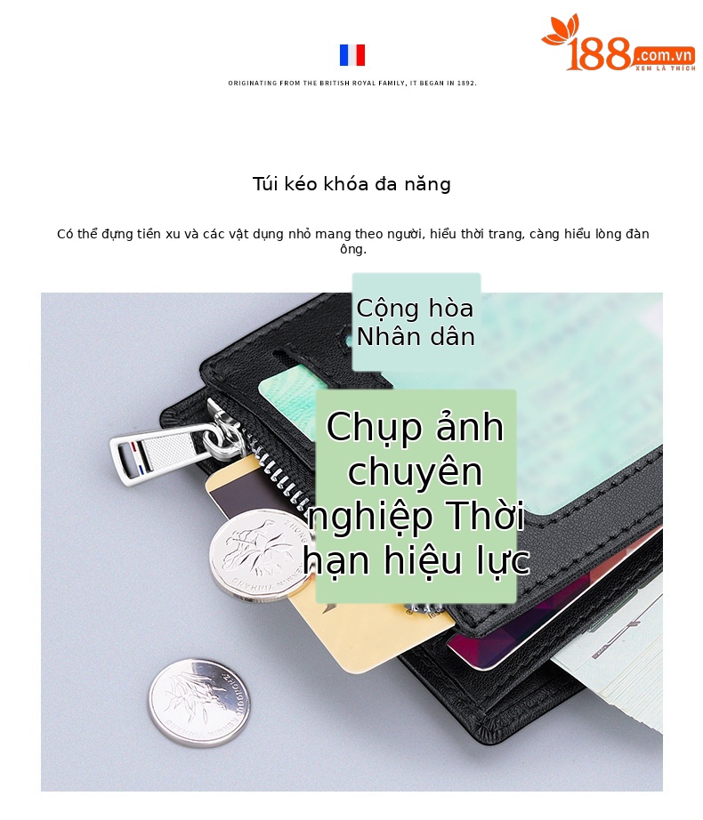 Ví nam da thật ngắn gập mini 2025 – Hoàng đế Paul chi tiết 6