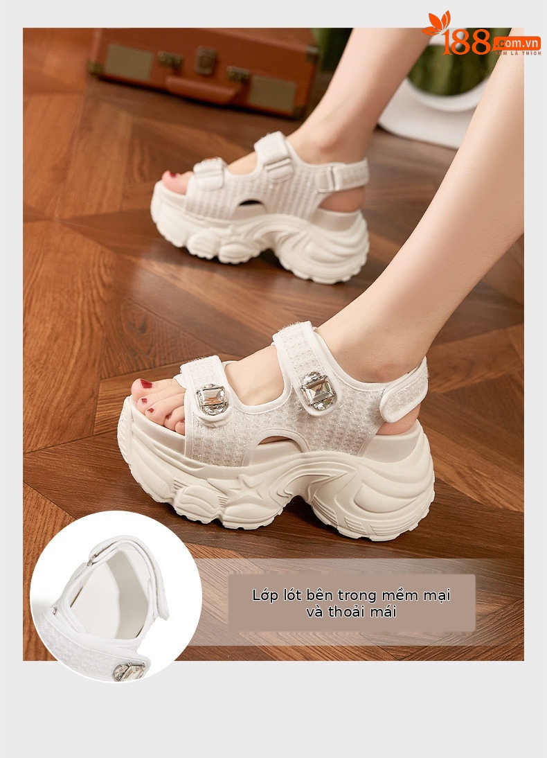 Dép sandal nữ xỏ ngón đế bệt chống trượt mùa hè — Bạc xám, Trắng, Đen chi tiết 5