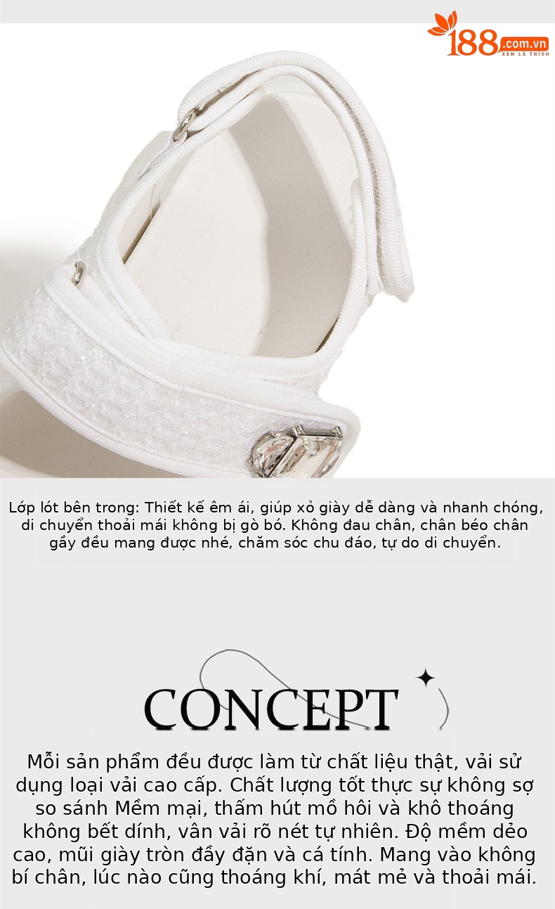 Dép sandal nữ xỏ ngón đế bệt chống trượt mùa hè — Bạc xám, Trắng, Đen chi tiết 8
