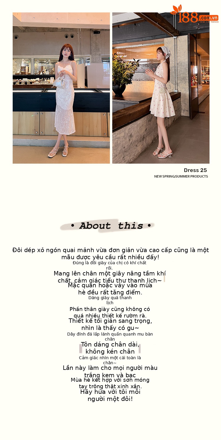 Sandal nữ quai mảnh đính đá mũi vuông hở mũi gót cao trong suốt đế xuồng — trắng chi tiết 1