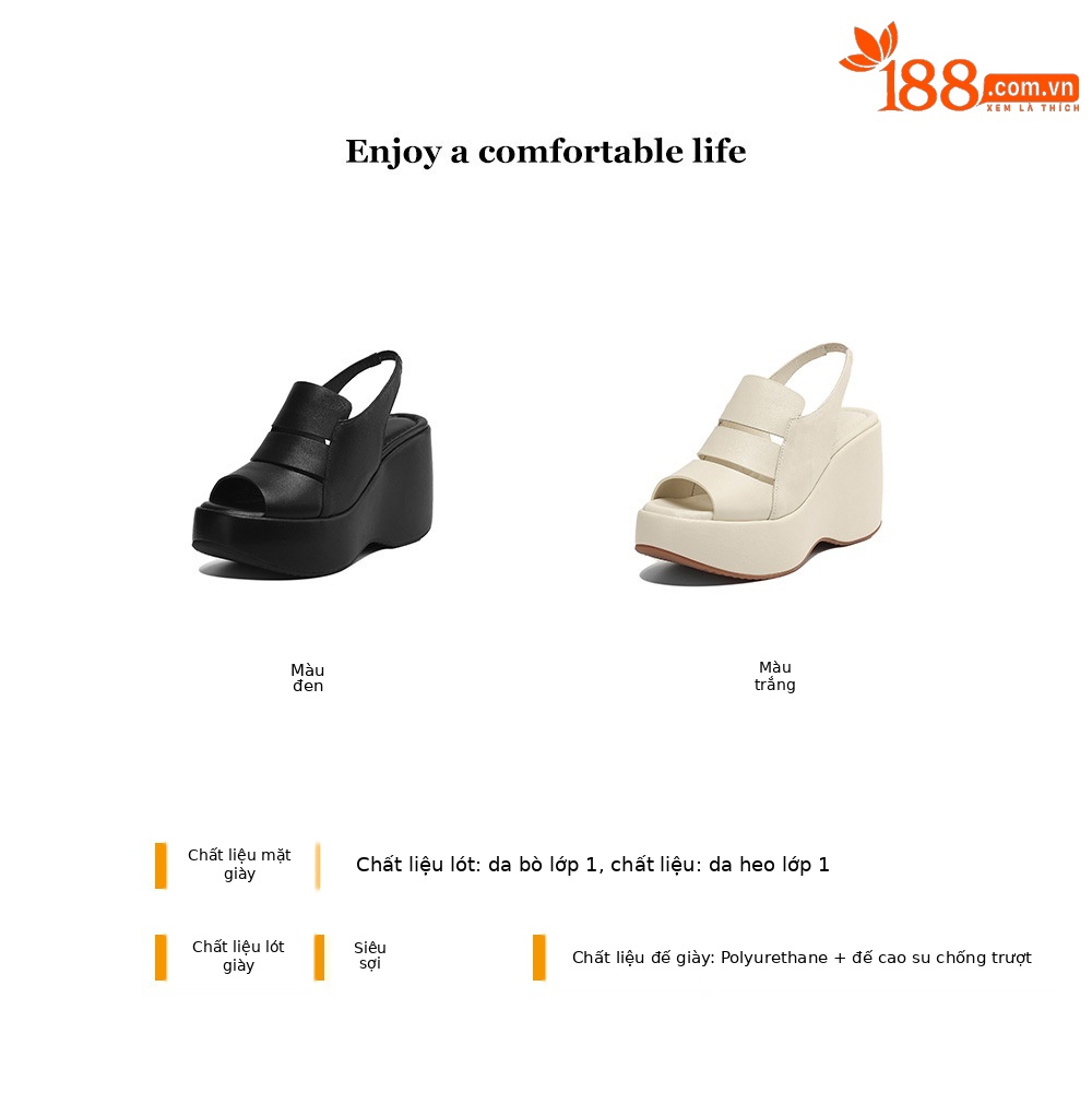 Sandal nữ đế xuồng cao gót da thật phong cách La Mã, gót 9 cm — đen, Màu trắng nhạt chi tiết 2