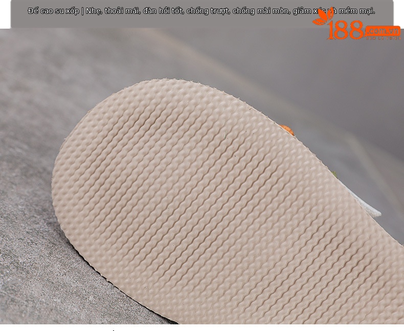 Dép sandal nữ đế dày da thật, quai chữ V đơn giản, túi hoa đi bên ngoài — Màu trắng be chi tiết 7