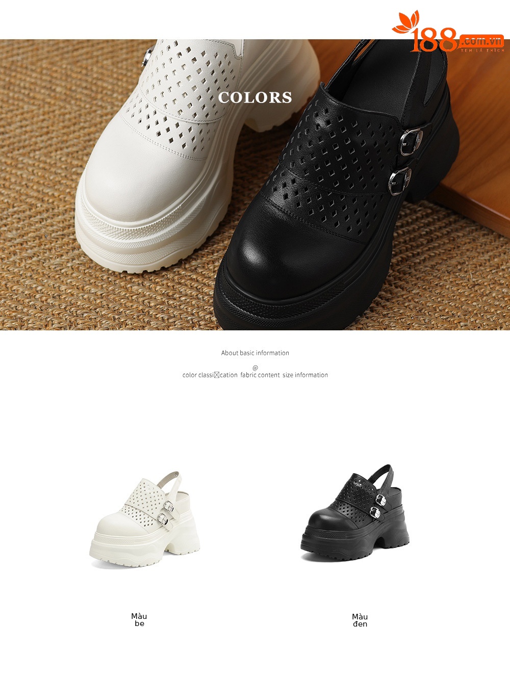 Sandal cao gót nữ đế xuồng 12cm bít mũi hở gót phong cách La Mã — Màu đen, Màu trắng chi tiết 4