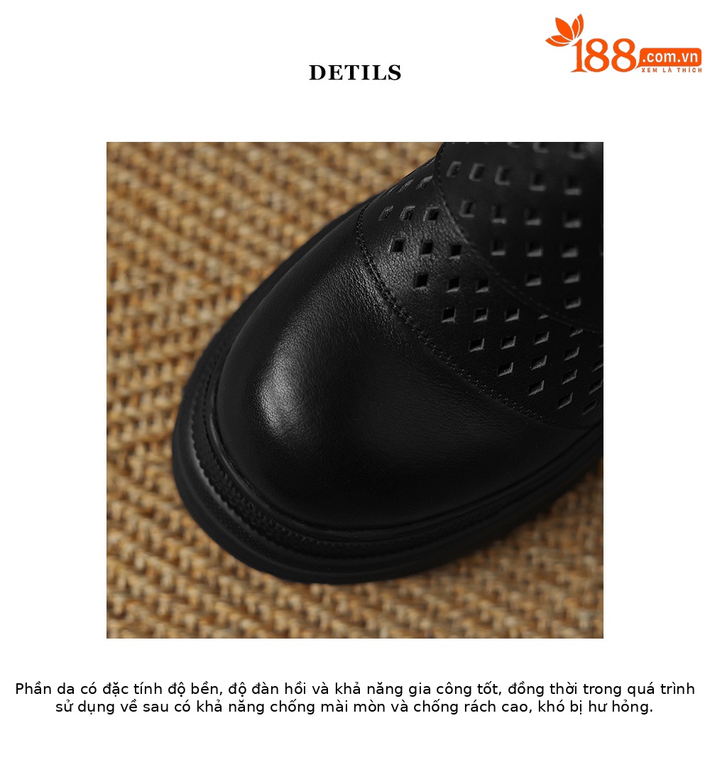 Sandal cao gót nữ đế xuồng 12cm bít mũi hở gót phong cách La Mã — Màu đen, Màu trắng chi tiết 15
