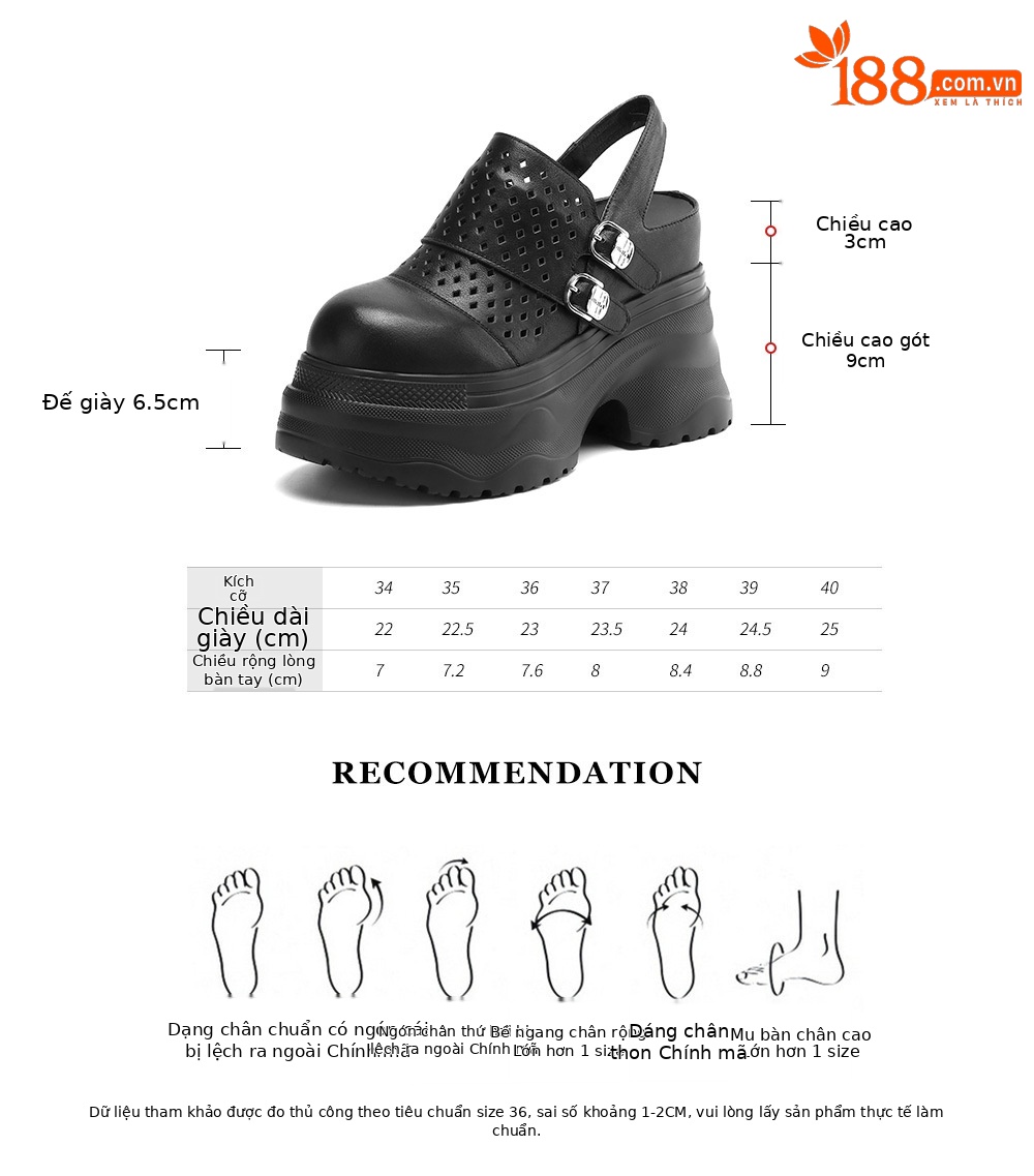 Sandal cao gót nữ đế xuồng 12cm bít mũi hở gót phong cách La Mã — Màu đen, Màu trắng chi tiết 3