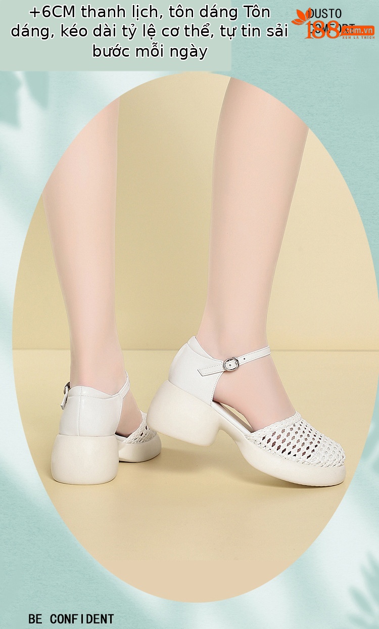 Dép sandal nữ đế xuồng cao gót mũi kín phong cách La Mã — đen chi tiết 3