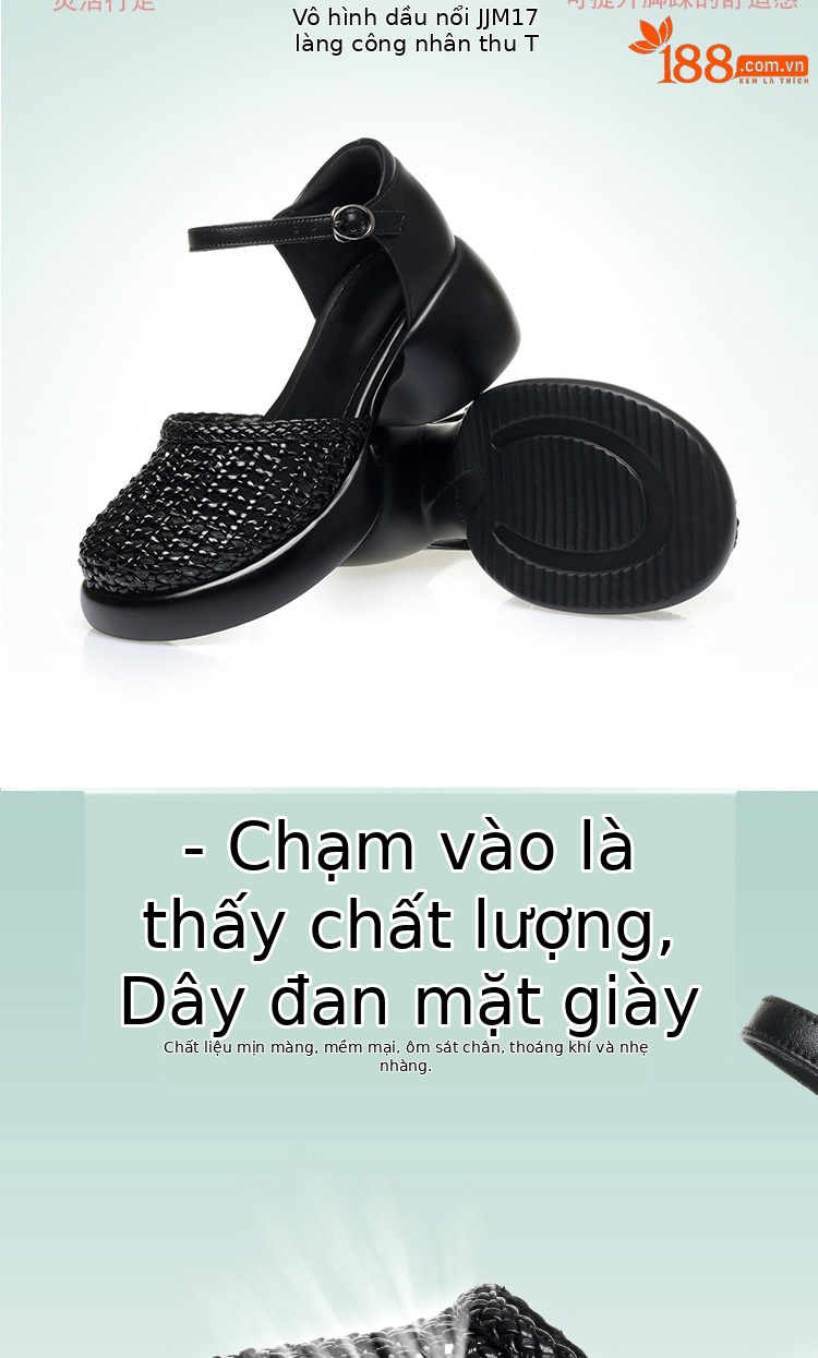 Dép sandal nữ đế xuồng cao gót mũi kín phong cách La Mã — đen chi tiết 5