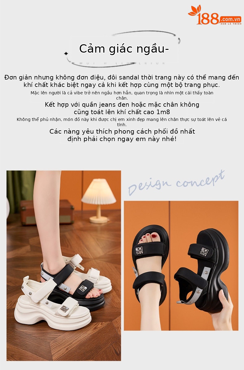Dép sandal xỏ ngón đế bệt thể thao chống trượt đi biển — Len tinh khiết, Đen chi tiết 4
