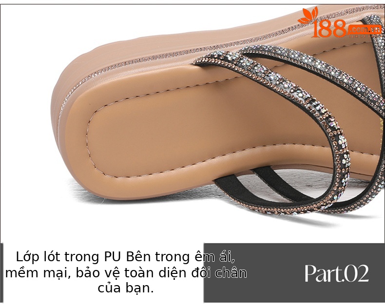 Dép sandal nữ xỏ ngón đế xuồng đính đá rhinestone phong cách Pháp La Mã — 7247 Màu đen, 7247 màu be chi tiết 16
