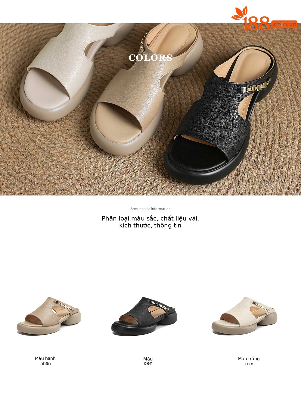 Dép sandal nữ da cừu miệng cá đế dày gót cao nhẹ — đen chi tiết 5