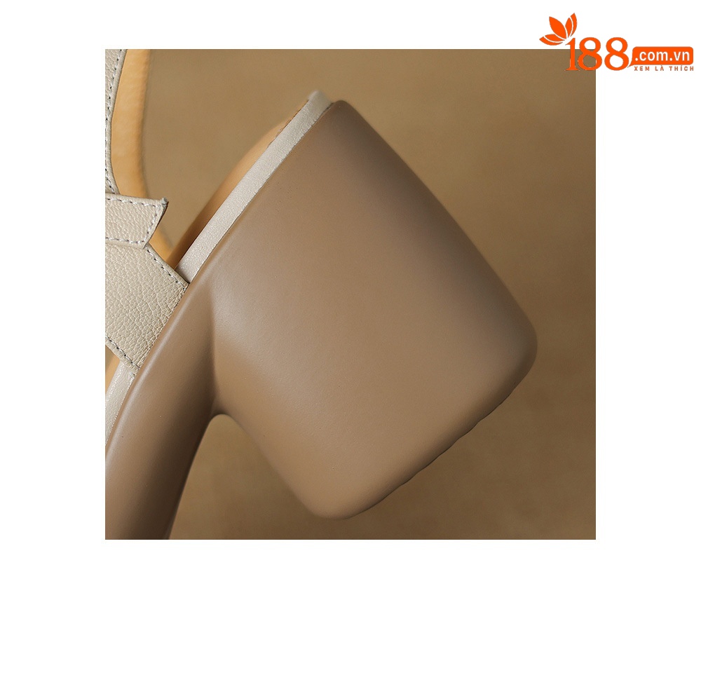 Sandal cao gót nữ phong cách La Mã, gót 8 cm, đế dày, da cừu mềm — Màu trắng be chi tiết 20