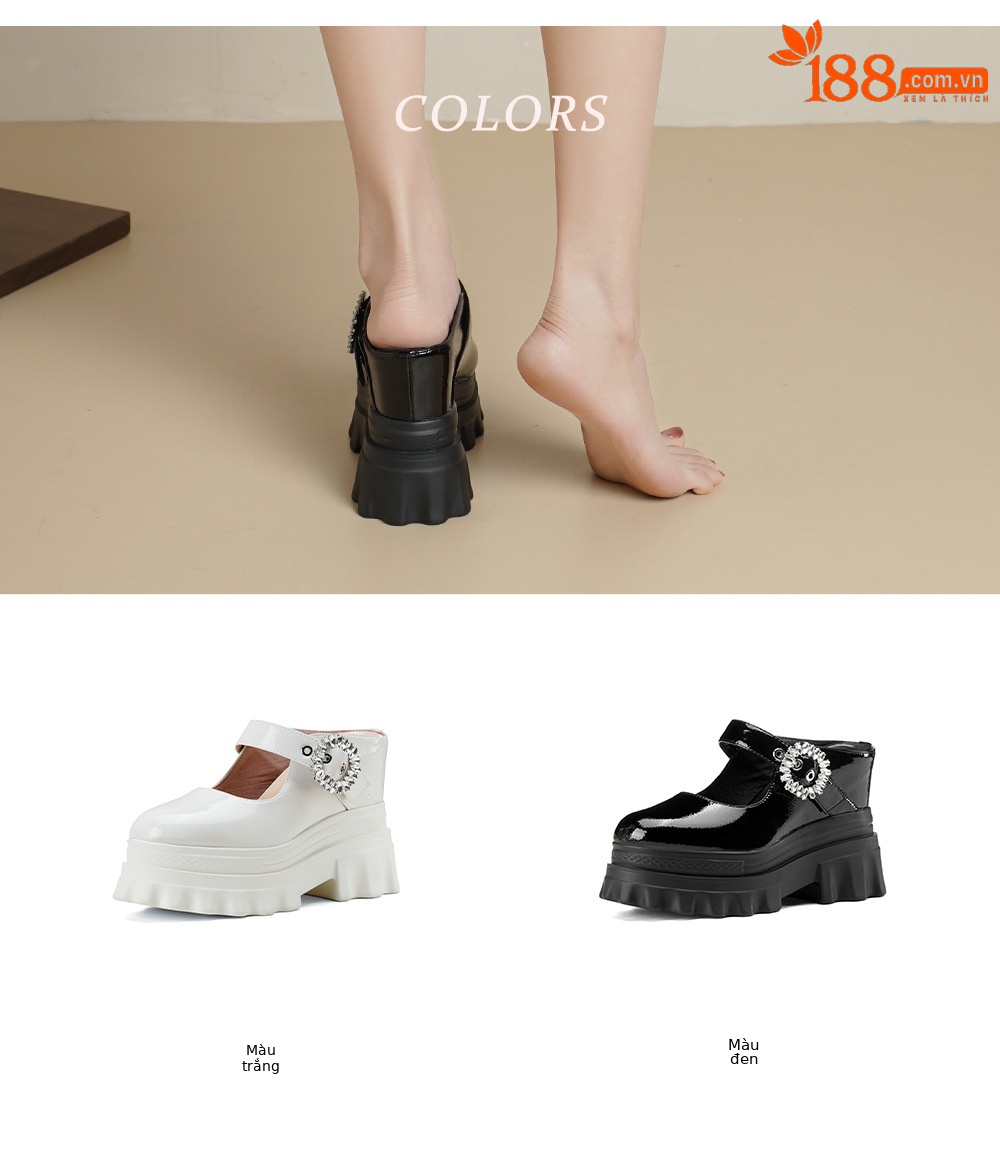 Dép sục Birken đế dày độn cao 12cm, bít mũi khóa đính kim cương, sandal đế xuồng đi hè — Màu đen chi tiết 4