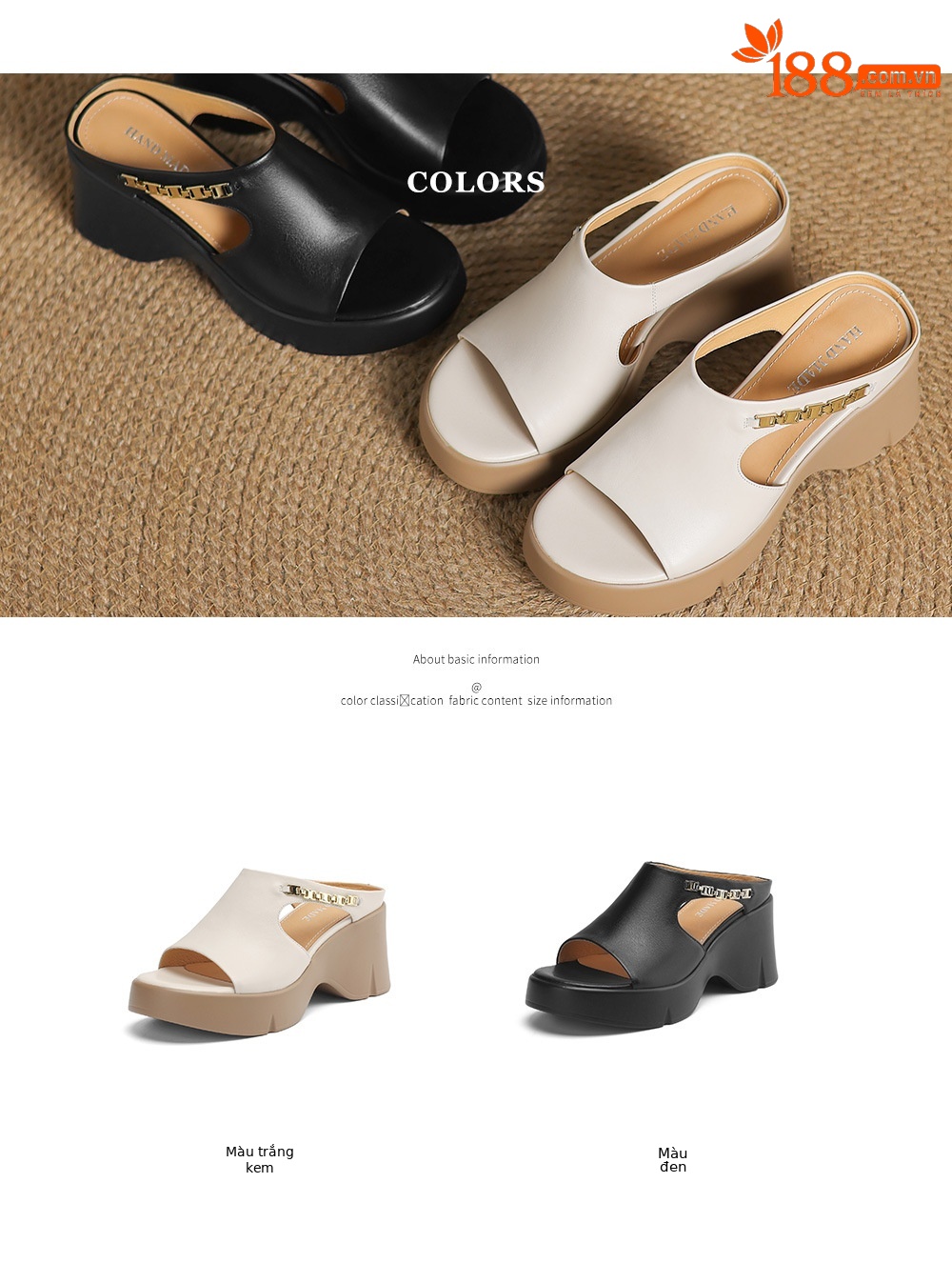 Dép sandal quai ngang nữ đế xuồng da bò mũi vuông hở mũi gót dày — đen chi tiết 5