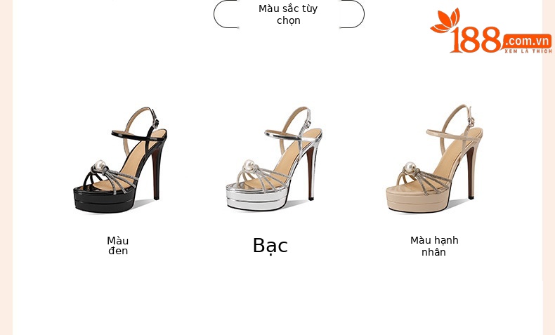 Sandal cao gót nữ đính đá quai ngang hở mũi gót siêu cao 12 cm — đen chi tiết 1