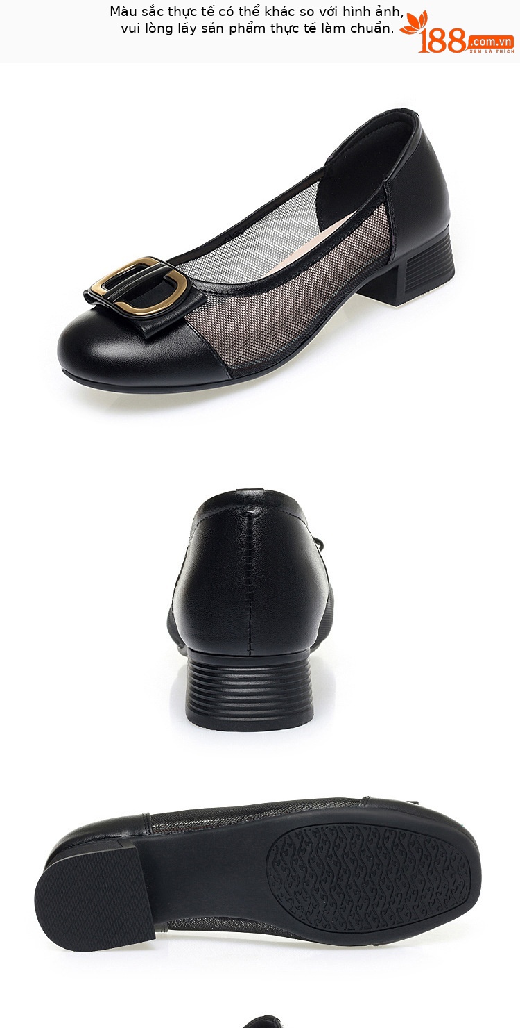 Giày sandal cao gót nữ hở mũi lưới thoáng khí đế mềm — Màu đen (phiên bản lưới) chi tiết 12