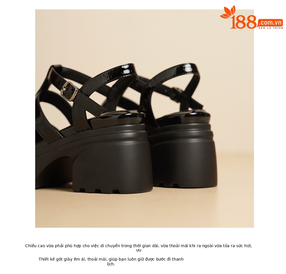 Sandal nữ hở mũi đế dày cao gót da thật quai chữ T kiểu La Mã dệt kim — Màu đen chi tiết 16