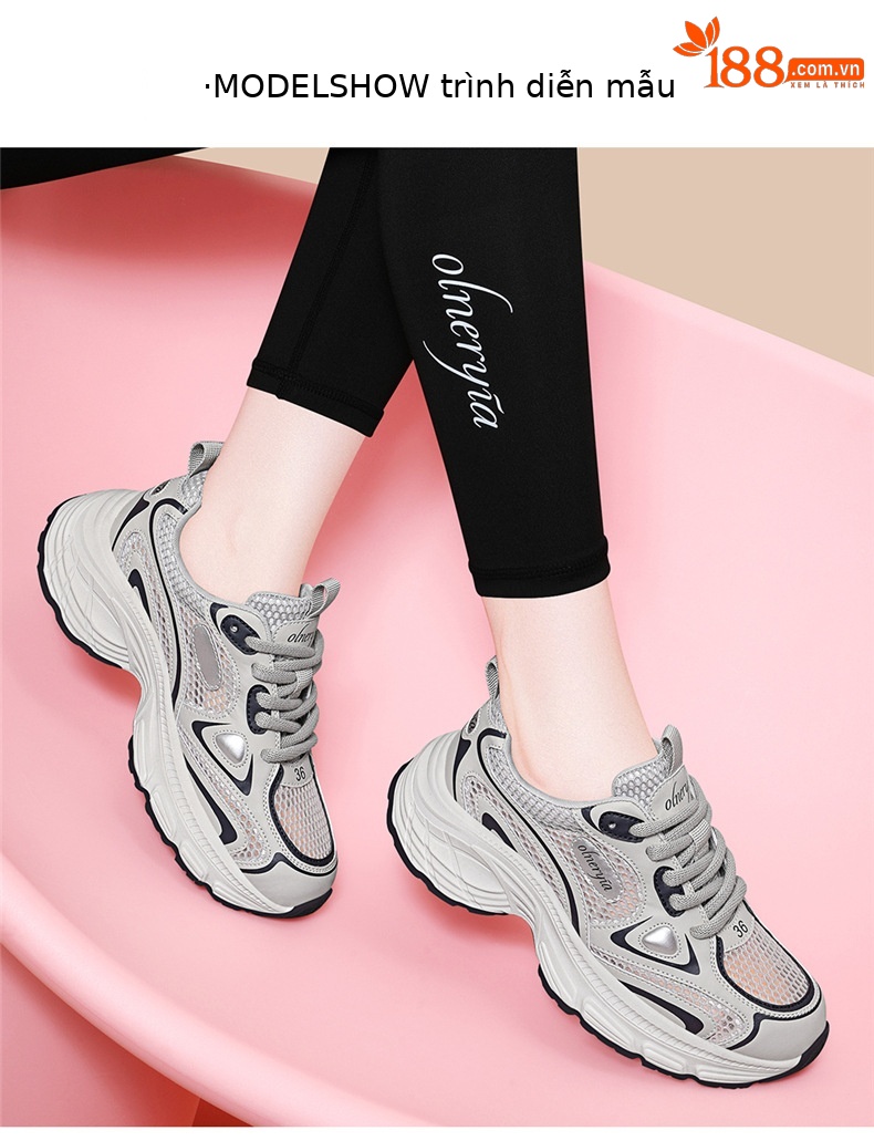 Giày sneaker nữ đế dày da thật thoáng khí tăng chiều cao mùa xuân hè 2025 — JST 7009-1 xám xanh (kiểu thoáng khí), JST 7036m đỏ, JST 7150m Purple (kiểu thoáng khí), JST 7142m bạc (kiểu thoáng khí) chi tiết 3
