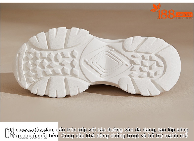 Giày sneaker nữ đế dày tăng chiều cao phong cách thể thao mới xuân hè 2025 — LJ 68022 cao gót màu be 5 cm, Cao gót trà sữa LJ 68022 5 cm chi tiết 3