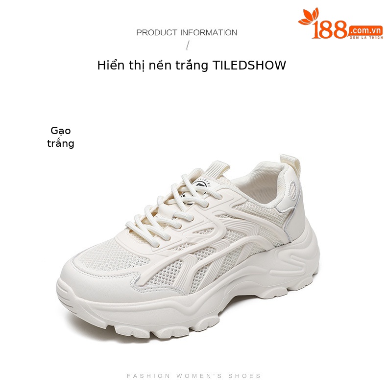 Giày sneaker nữ đế dày tăng chiều cao phong cách thể thao mới xuân hè 2025 — LJ 68022 cao gót màu be 5 cm, Cao gót trà sữa LJ 68022 5 cm chi tiết 4