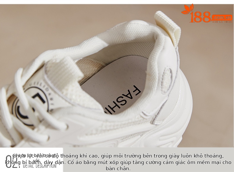 Giày sneaker nữ đế dày tăng chiều cao phong cách thể thao mới xuân hè 2025 — LJ 68022 cao gót màu be 5 cm, Cao gót trà sữa LJ 68022 5 cm chi tiết 5