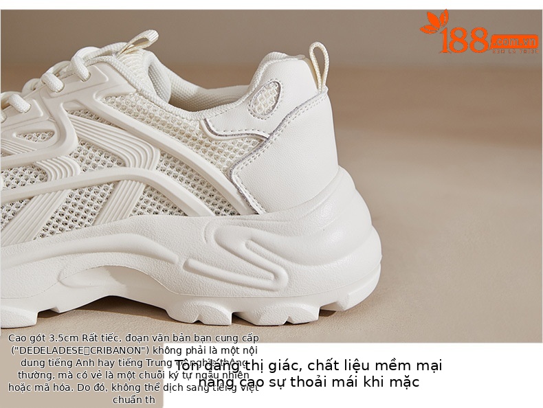 Giày sneaker nữ đế dày tăng chiều cao phong cách thể thao mới xuân hè 2025 — LJ 68022 cao gót màu be 5 cm, Cao gót trà sữa LJ 68022 5 cm chi tiết 6