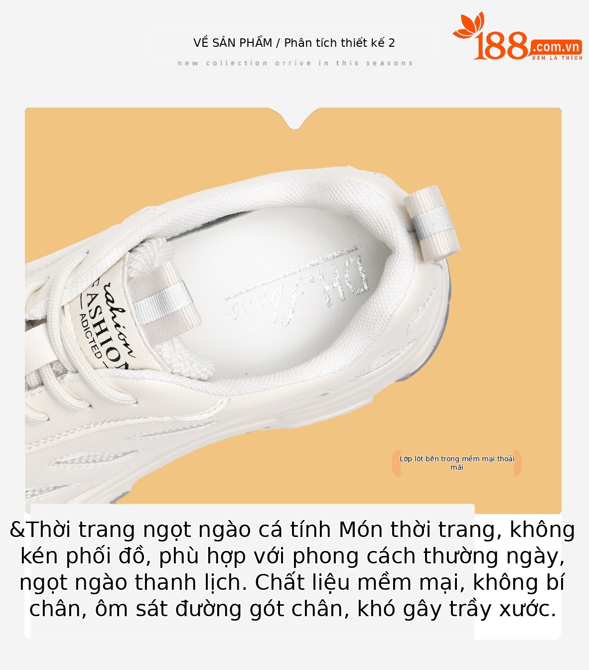 Giày sneaker nữ đế dày phối quần ống rộng, giày thể thao lưới thoáng khí mùa hè — DH 58623 Trắng, DH 58623m màu xám chi tiết 6