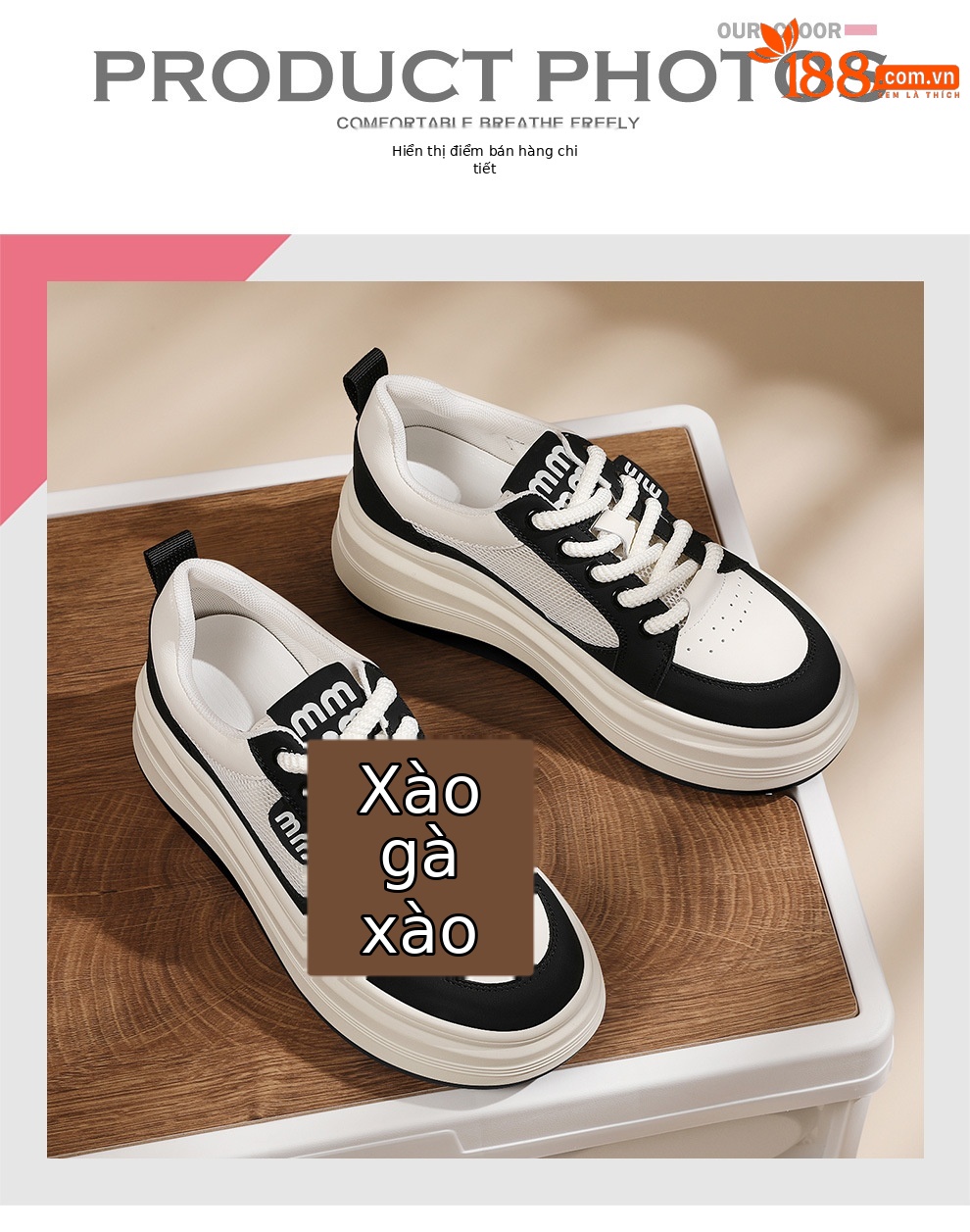 Giày sneaker nữ đế xuồng lưới thoáng khí, đế dày mềm, thời trang đa năng — JST 1802-1 màu đen, JST 1832-1 màu đen, JST 1923 trắng đen, JST 1802- 1m Màu chi tiết 3