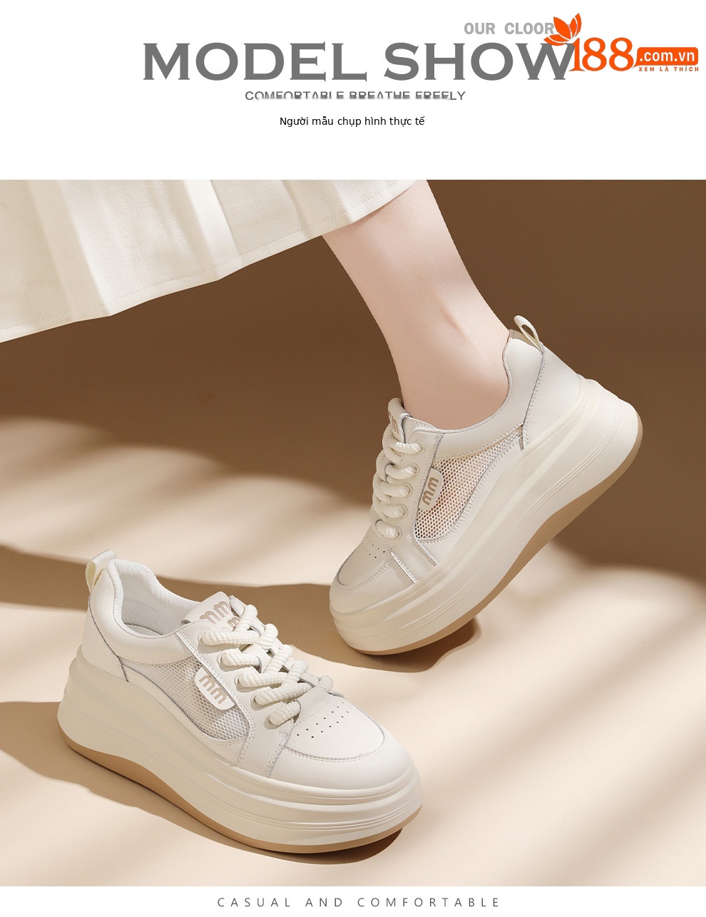 Giày sneaker nữ đế xuồng lưới thoáng khí, đế dày mềm, thời trang đa năng — JST 1802-1 màu đen, JST 1832-1 màu đen, JST 1923 trắng đen, JST 1802- 1m Màu chi tiết 9