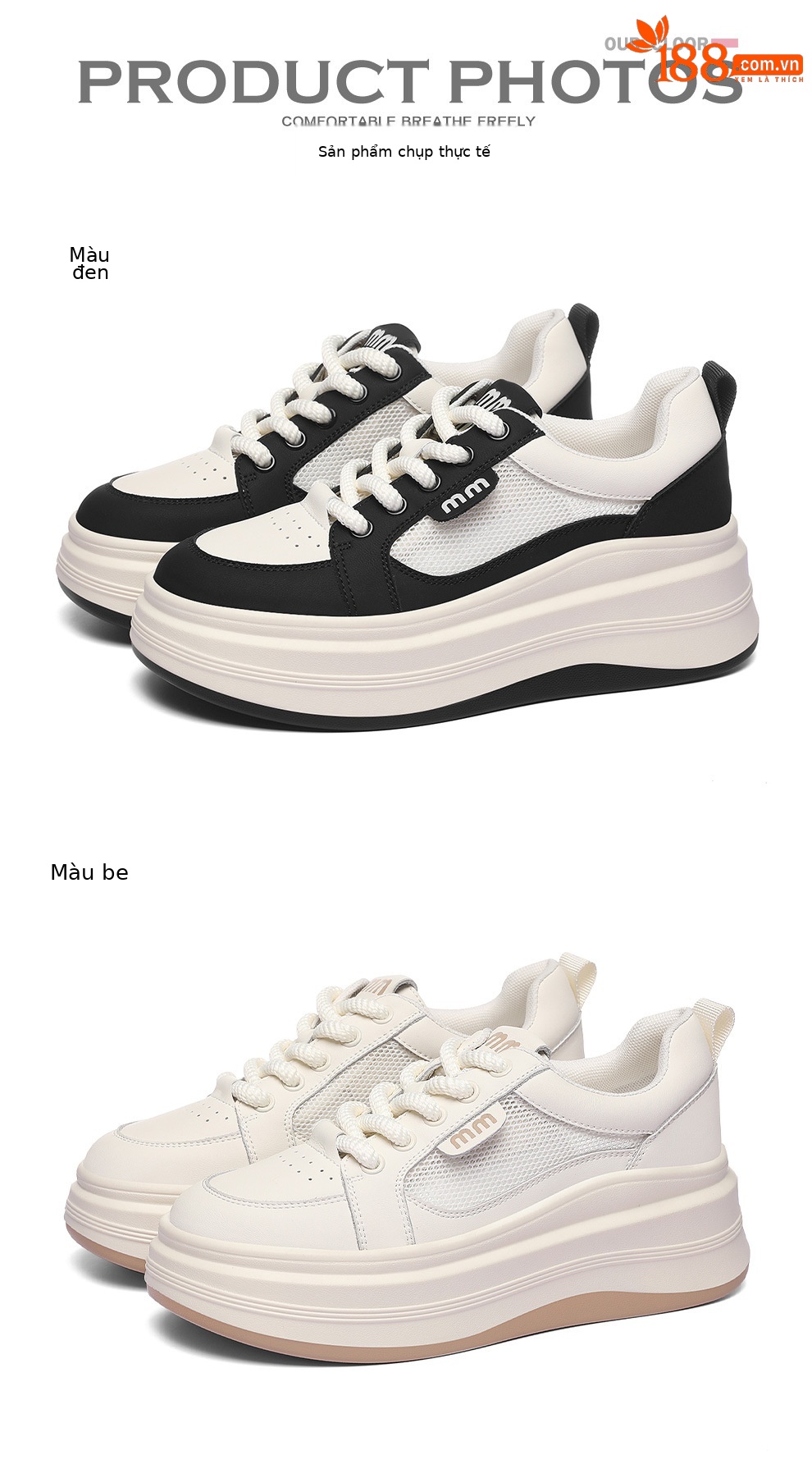 Giày sneaker nữ đế xuồng lưới thoáng khí, đế dày mềm, thời trang đa năng — JST 1802-1 màu đen, JST 1832-1 màu đen, JST 1923 trắng đen, JST 1802- 1m Màu chi tiết 13