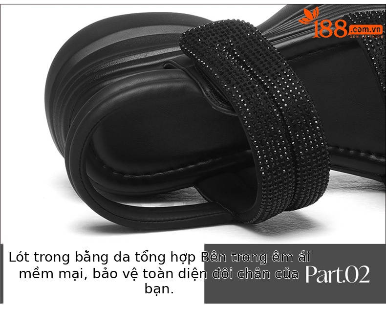 Dép sandal nữ quai chữ V da thật đế siêu dày tăng chiều cao phong cách La Mã — JST 7199 Trắng, JST 7199 màu đen chi tiết 15