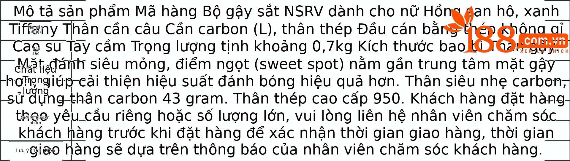 Gậy đánh golf PGM nữ số 7 sắt loại L, thép không gỉ carbon, đầu thanh tập luyện chuyên nghiệp — Tiffany Blue [TIG074] Sắt số 7 (Thanh carbon hạng L), Tiffany Blue [TIG074] Sắt số 7 (thanh thép 950), Bột san hô [TIG074] Sắt số 7 (Thanh carbon hạng L), Bột san hô [TIG074] Sắt số 7 (thanh thép 950) chi tiết 2