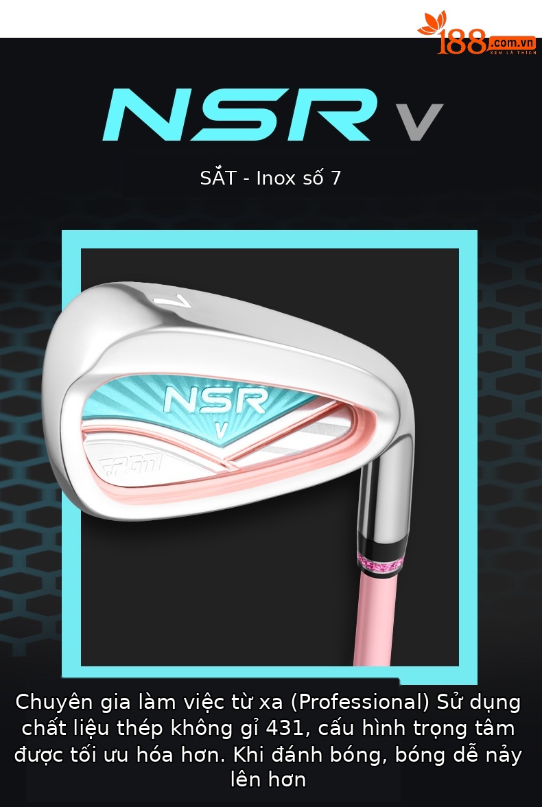 Gậy đánh golf PGM nữ số 7 sắt loại L, thép không gỉ carbon, đầu thanh tập luyện chuyên nghiệp — Tiffany Blue [TIG074] Sắt số 7 (Thanh carbon hạng L), Tiffany Blue [TIG074] Sắt số 7 (thanh thép 950), Bột san hô [TIG074] Sắt số 7 (Thanh carbon hạng L), Bột san hô [TIG074] Sắt số 7 (thanh thép 950) chi tiết 4