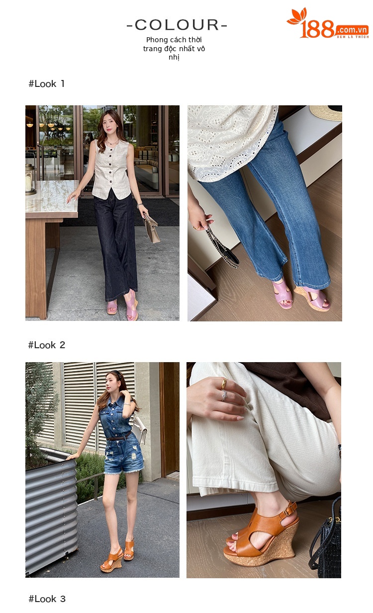 Sandal cao gót nữ da bò thật đế xuồng platform mũi hở gót siêu cao 2025 — nâu, Tím, Màu trắng nhạt chi tiết 7