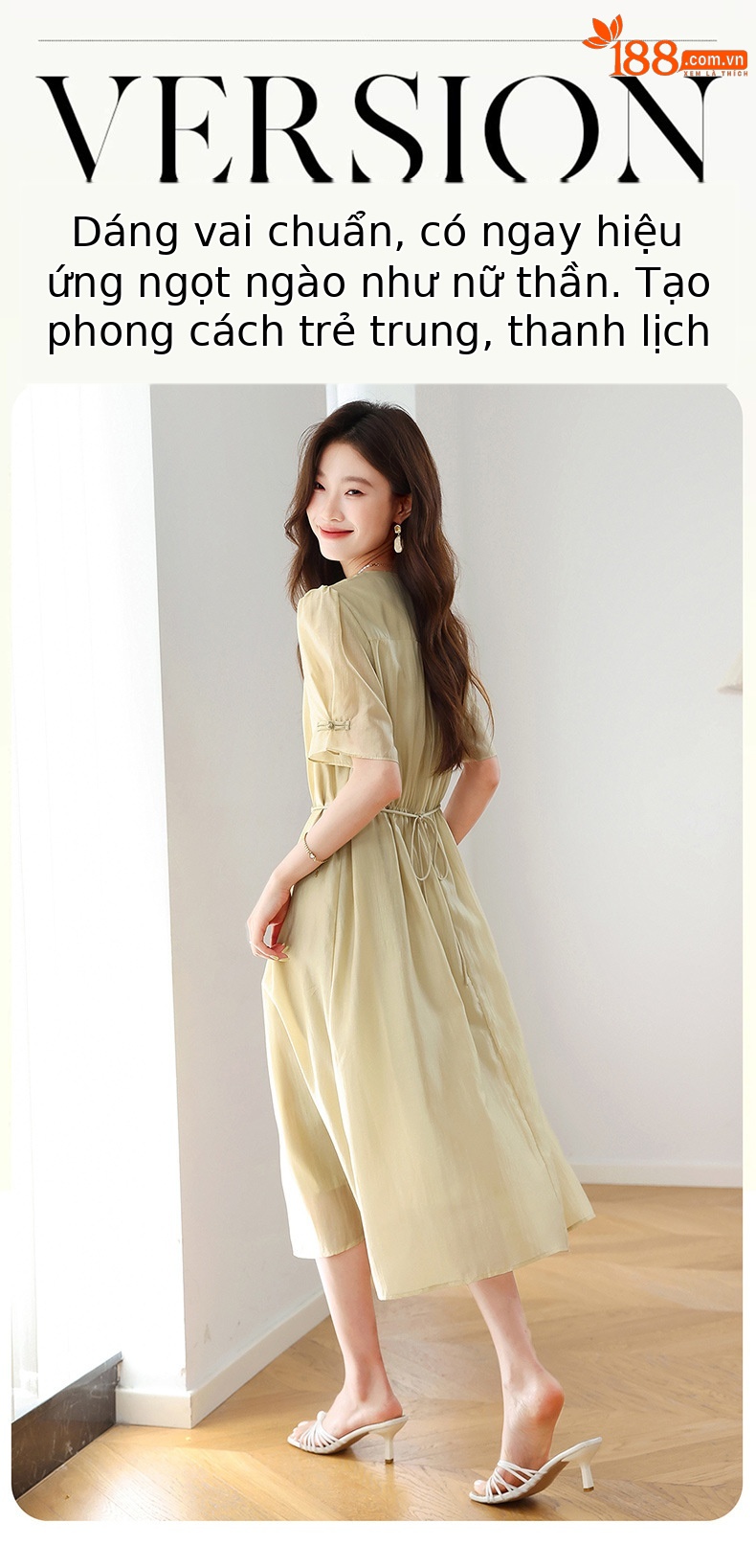 Đầm ôm body nữ cổ chữ V tay ngắn thiết kế eo ZQ2579 — Màu đỏ rượu, Màu kaki chi tiết 10