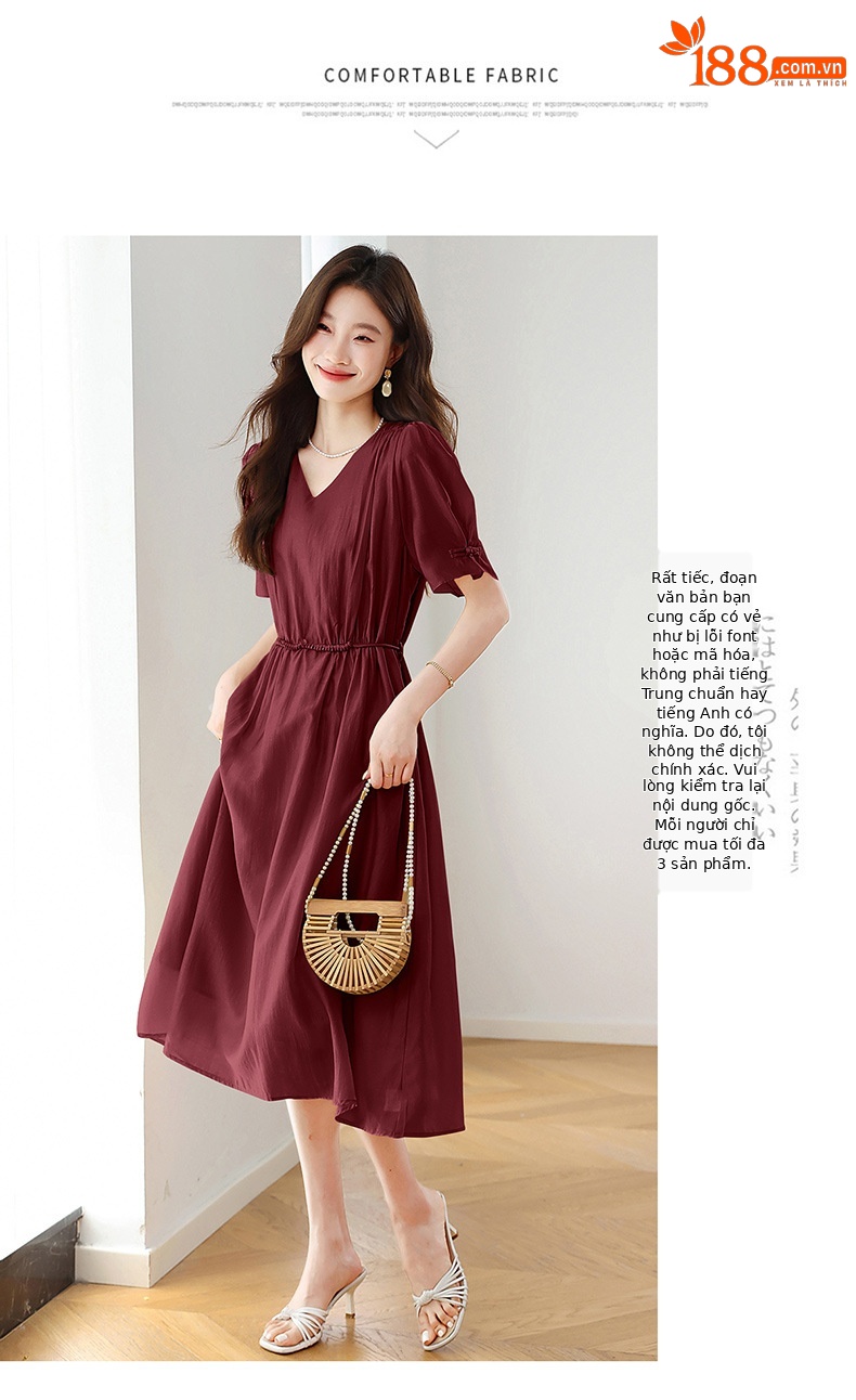 Đầm ôm body nữ cổ chữ V tay ngắn thiết kế eo ZQ2579 — Màu đỏ rượu, Màu kaki chi tiết 24
