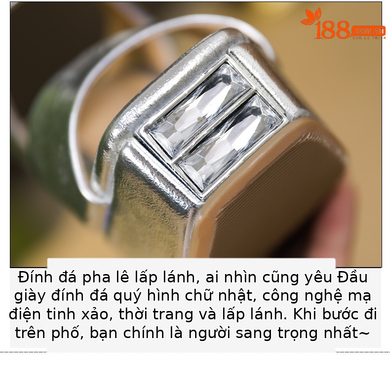 Sandal nữ quai ngang mũi vuông, gót siêu cao đế xuồng, kiểu miệng cá — vàng chi tiết 12