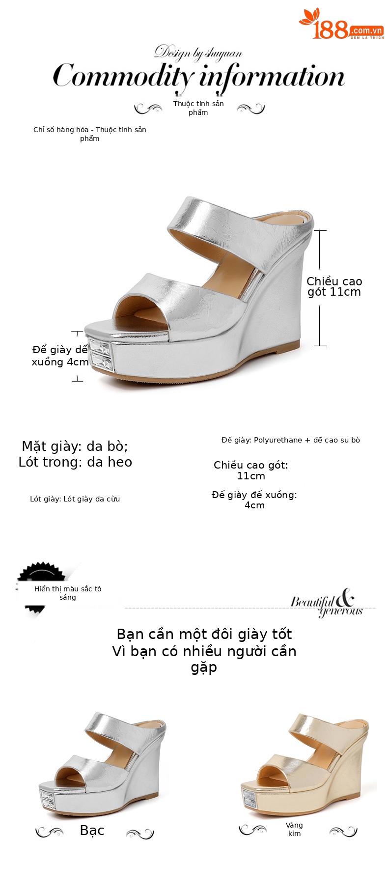 Sandal nữ quai ngang mũi vuông, gót siêu cao đế xuồng, kiểu miệng cá — vàng chi tiết 6