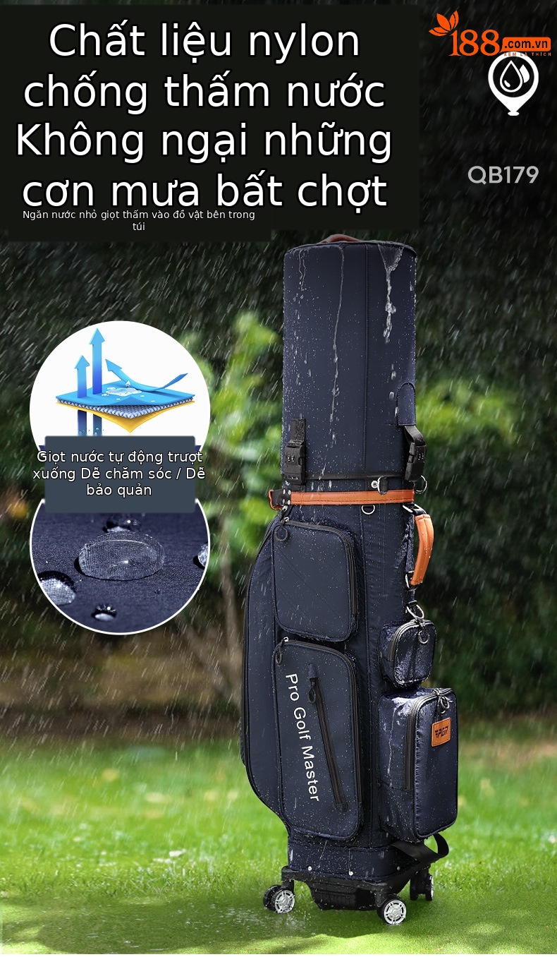 Túi golf du lịch vỏ cứng bốn bánh PGM, dùng cho sân bay và vận chuyển — Túi bóng vỏ cứng bốn bánh màu đen (không bao gồm che mưa), Túi bóng vỏ cứng bốn bánh màu đỏ (không bao gồm che mưa), Túi bóng vỏ cứng bốn bánh màu xanh đậm (không bao gồm che mưa), Túi bóng vỏ cứng bốn bánh màu đen (bao gồm cả che mưa) chi tiết 8