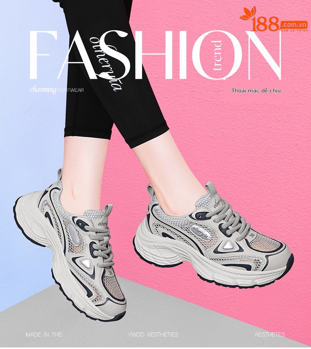 Giày sneaker nữ da thật lưới đế dày thoáng khí chống trơn tăng chiều cao 2025 — JST 7009 xám xanh [mạng đôi], JST 7132 Bạc [Mẫu lưới đơn mùa hè], Thẻ JST 7036m [mạng kép], JST 7009-1 Xám Xanh [Mẫu lưới đơn mùa hè] chi tiết 1