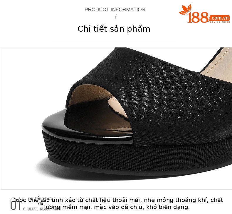 Giày sandal cao gót nữ hở mũi mùa hè 2025, gót cao 7-9 cm, đế platform chống nước, form chuẩn size nhỏ — LJ 5068m màu gót cao 8.5, LJ 3319 gót đen cao 8, LJ 5070m màu gót cao 7, LJ 9786 gót đen cao 8 chi tiết 14