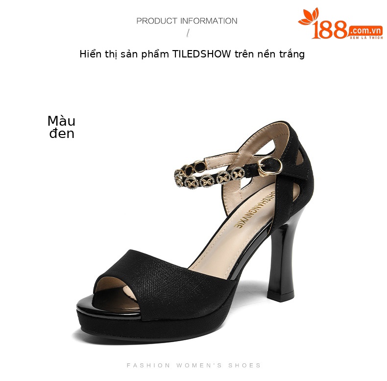 Giày sandal cao gót nữ hở mũi mùa hè 2025, gót cao 7-9 cm, đế platform chống nước, form chuẩn size nhỏ — LJ 5068m màu gót cao 8.5, LJ 3319 gót đen cao 8, LJ 5070m màu gót cao 7, LJ 9786 gót đen cao 8 chi tiết 16