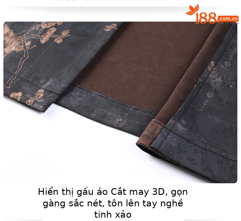 Bộ đồ lụa tơ tằm nam phong cách Trung Hoa mùa hè mỏng, quần dài tay ngắn dáng rộng — Bộ đồ đen 2280 chi tiết 15